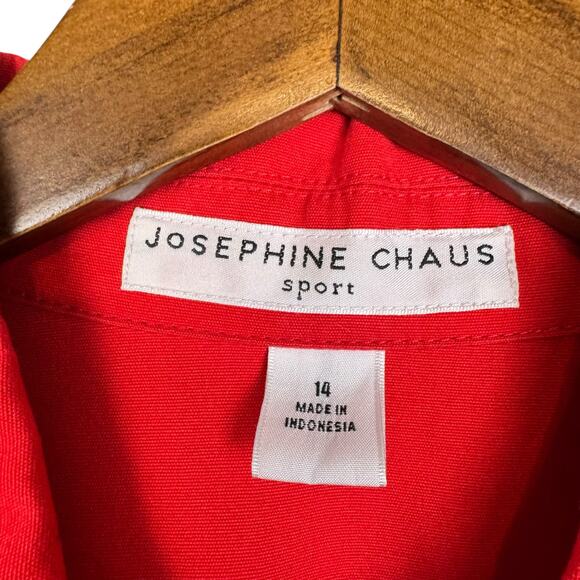Josephine Chaus Cherry Red 100% Cotton Sport Long Sleeve Casual Utility Jacket - Picture 11 of 13
